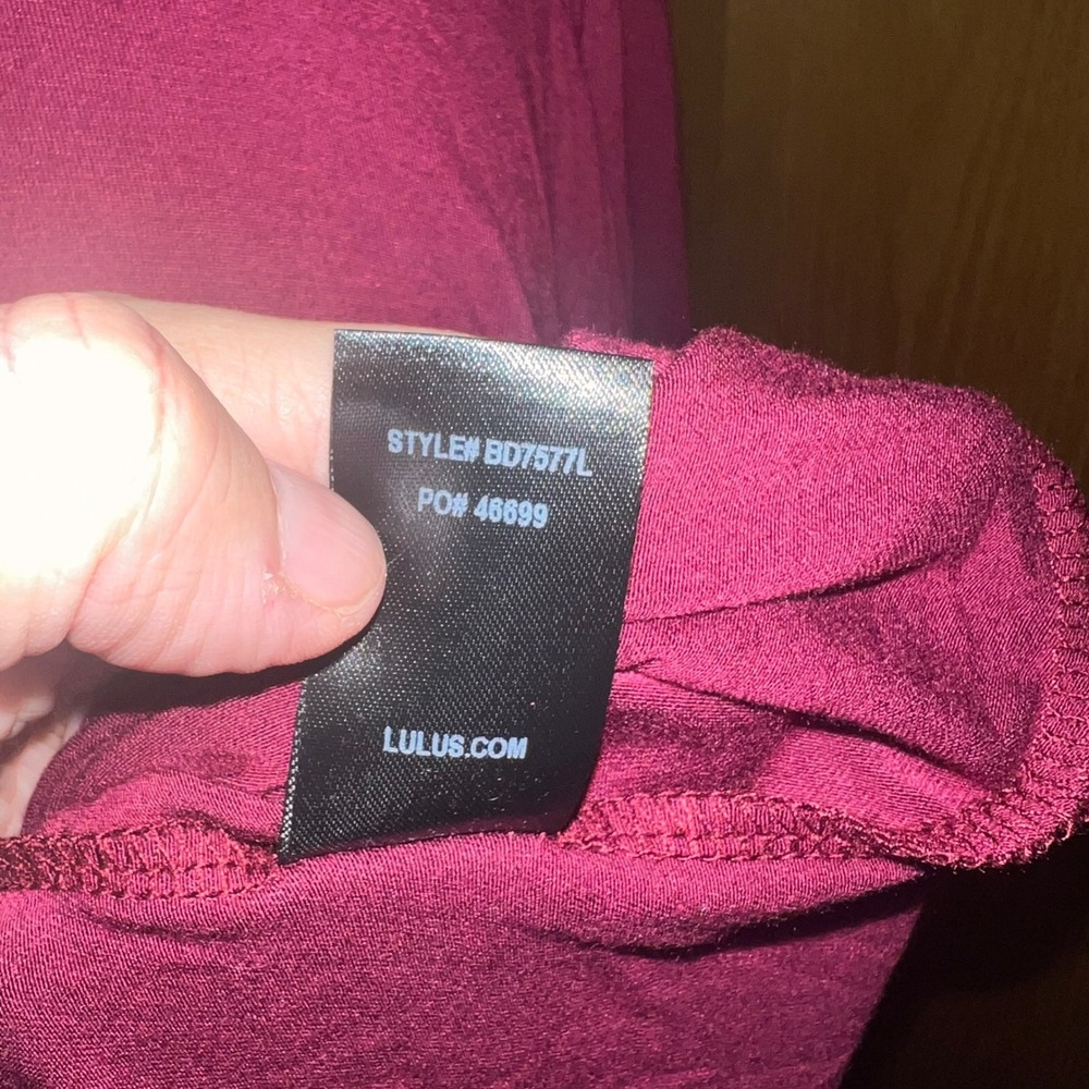 Lulus Women's Burgundy Red Casual Tunic Dress Long Sleeve Pockets Size L New NWT - Picture 9 of 9
